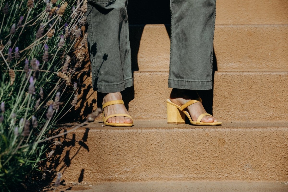 Stormi | Yellow Suede Heels by J.Adams – Don't Panic Shoes