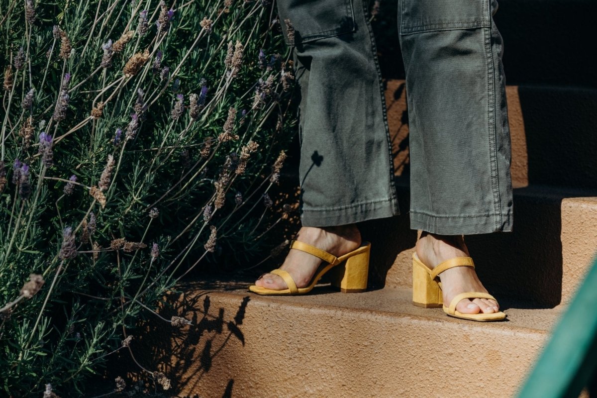 Stormi | Yellow Suede Heels by J.Adams – Don't Panic Shoes