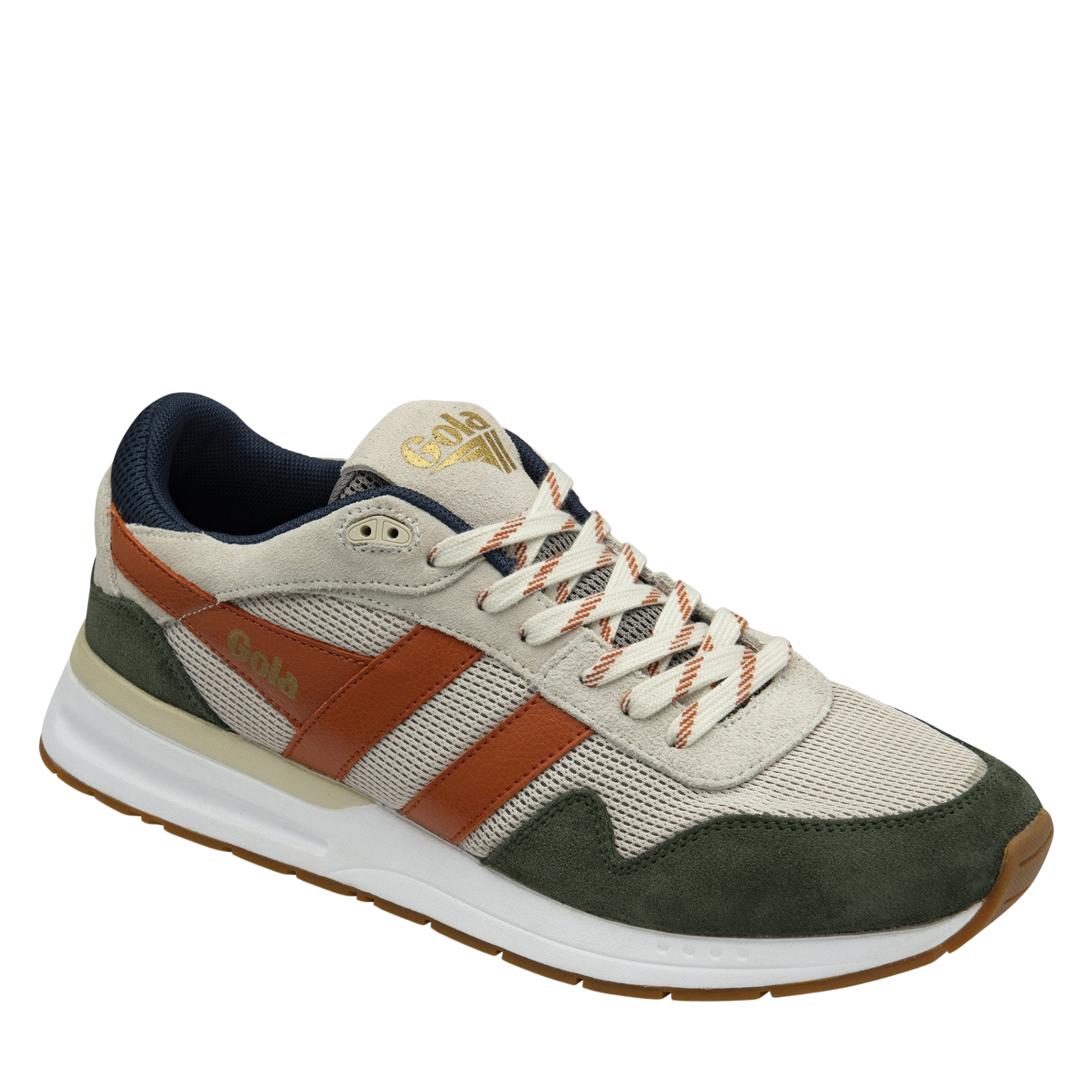 Gola Men's Delta Trainer - Off White/Dark Khaki/Moody Orange