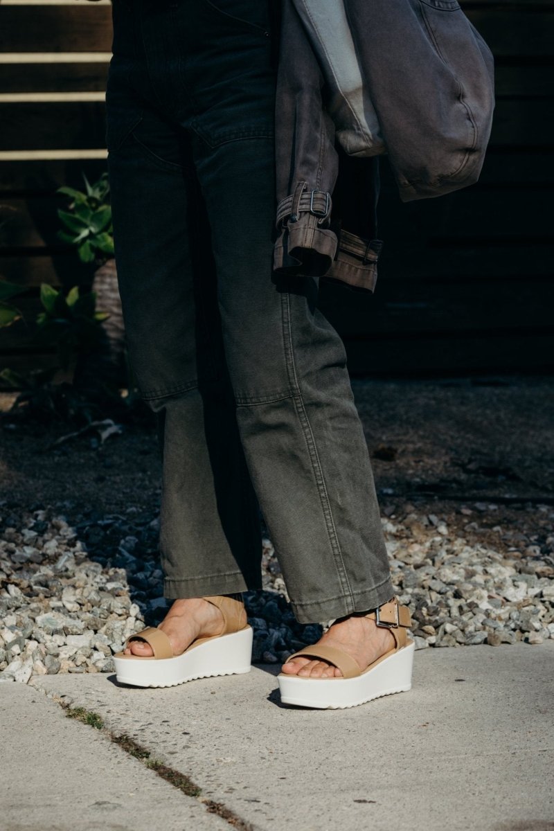 Surf | Tan Patent Sandals by J.Adams – Don't Panic Shoes