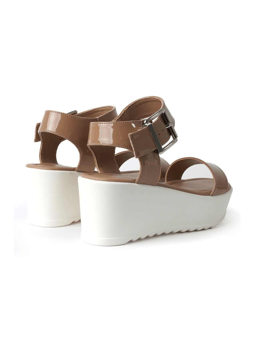 Surf | Tan Patent Sandals by J.Adams – Don't Panic Shoes