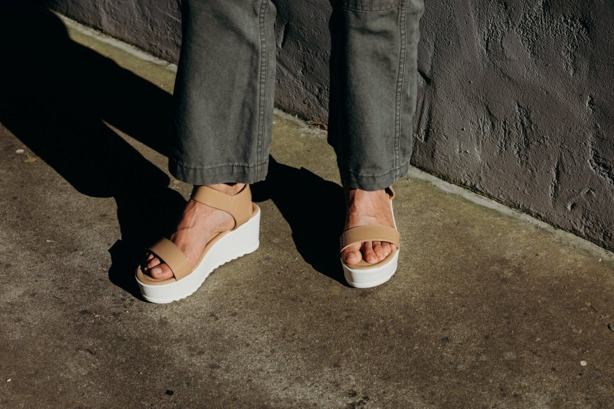 Surf | Tan Patent Sandals by J.Adams – Don't Panic Shoes