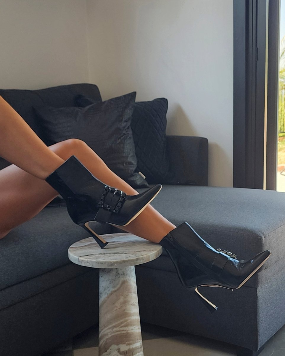 Tammi Women’S Black Patent Leather Ankle Bootie 4 Inch Boots by Beautiisoles – Don't Panic Shoes