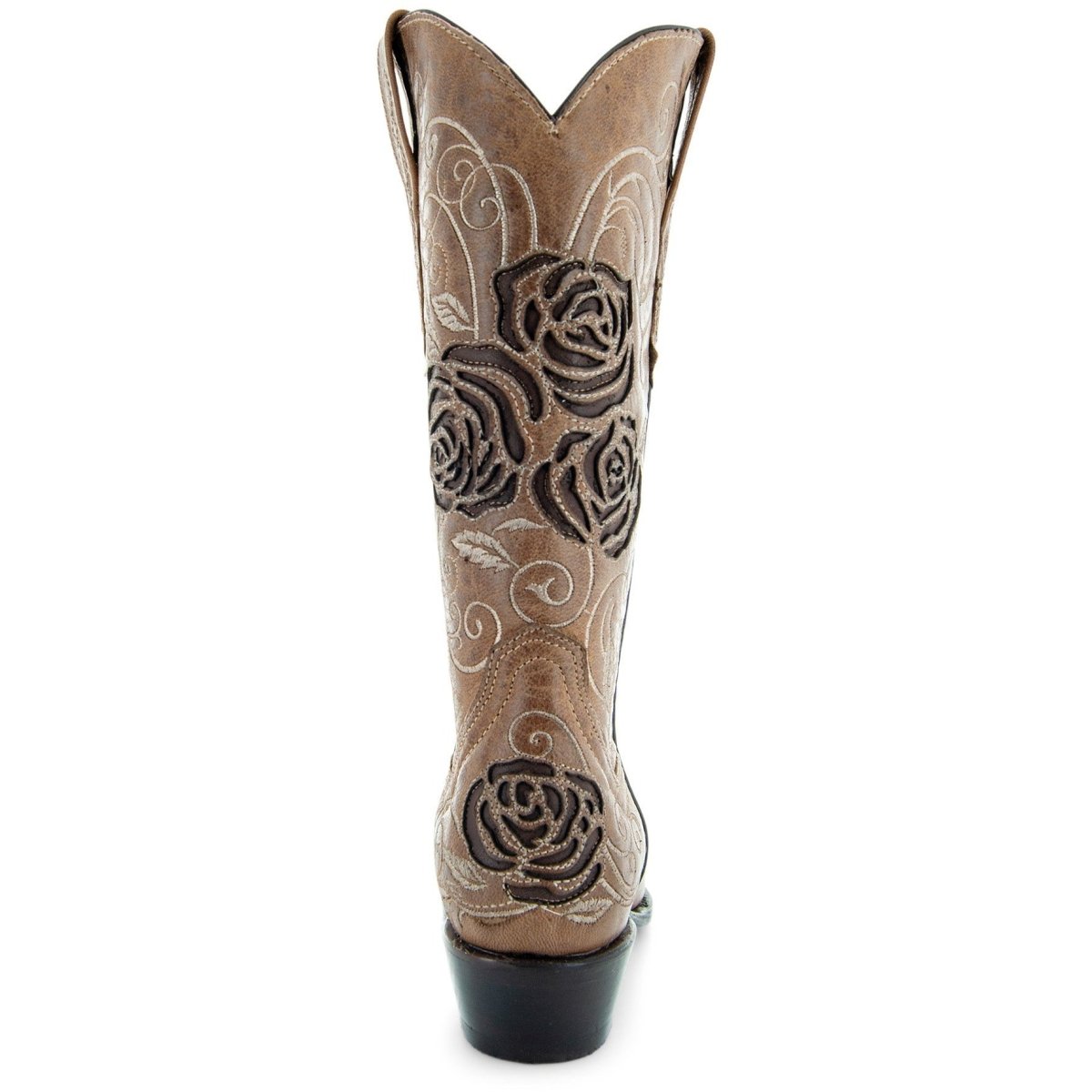 Tan Rose Inlayed Women's Cowgirl Boots (M50032) Cowgirl Boots by Soto Boots – Don't Panic Shoes