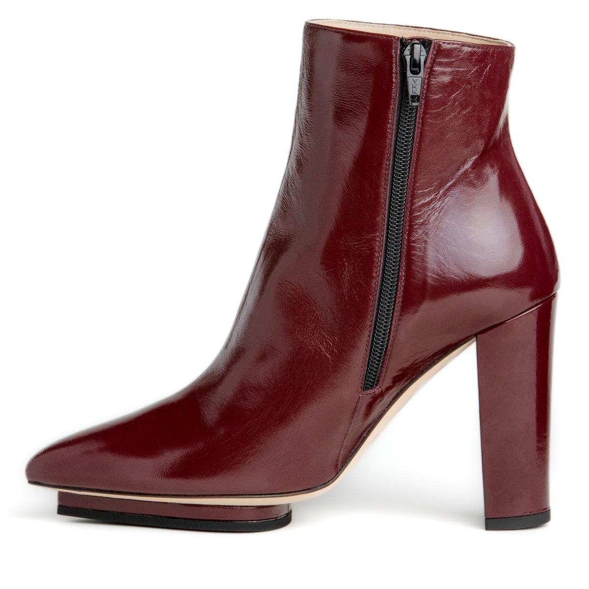 Tessa Ankle Bootie Patent Leather Black 100mm Heel Platform Boots by Beautiisoles – Don't Panic Shoes