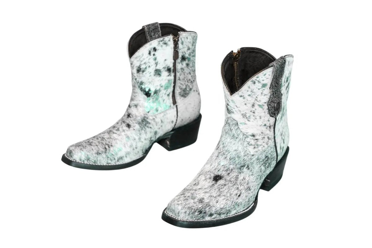 The Loretta Cowhide Boots - Turquoise Metallic Limited Edition by Stiefeld Boots – Don't Panic Shoes