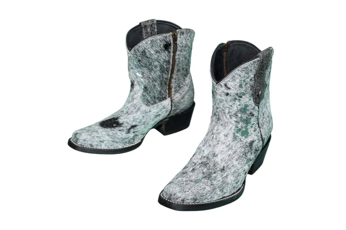 The Loretta Cowhide Boots - Turquoise Metallic Limited Edition by Stiefeld Boots – Don't Panic Shoes