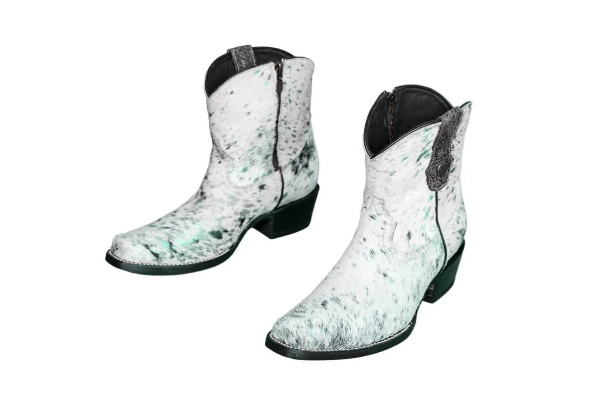The Loretta Cowhide Boots - Turquoise Metallic Limited Edition by Stiefeld Boots – Don't Panic Shoes