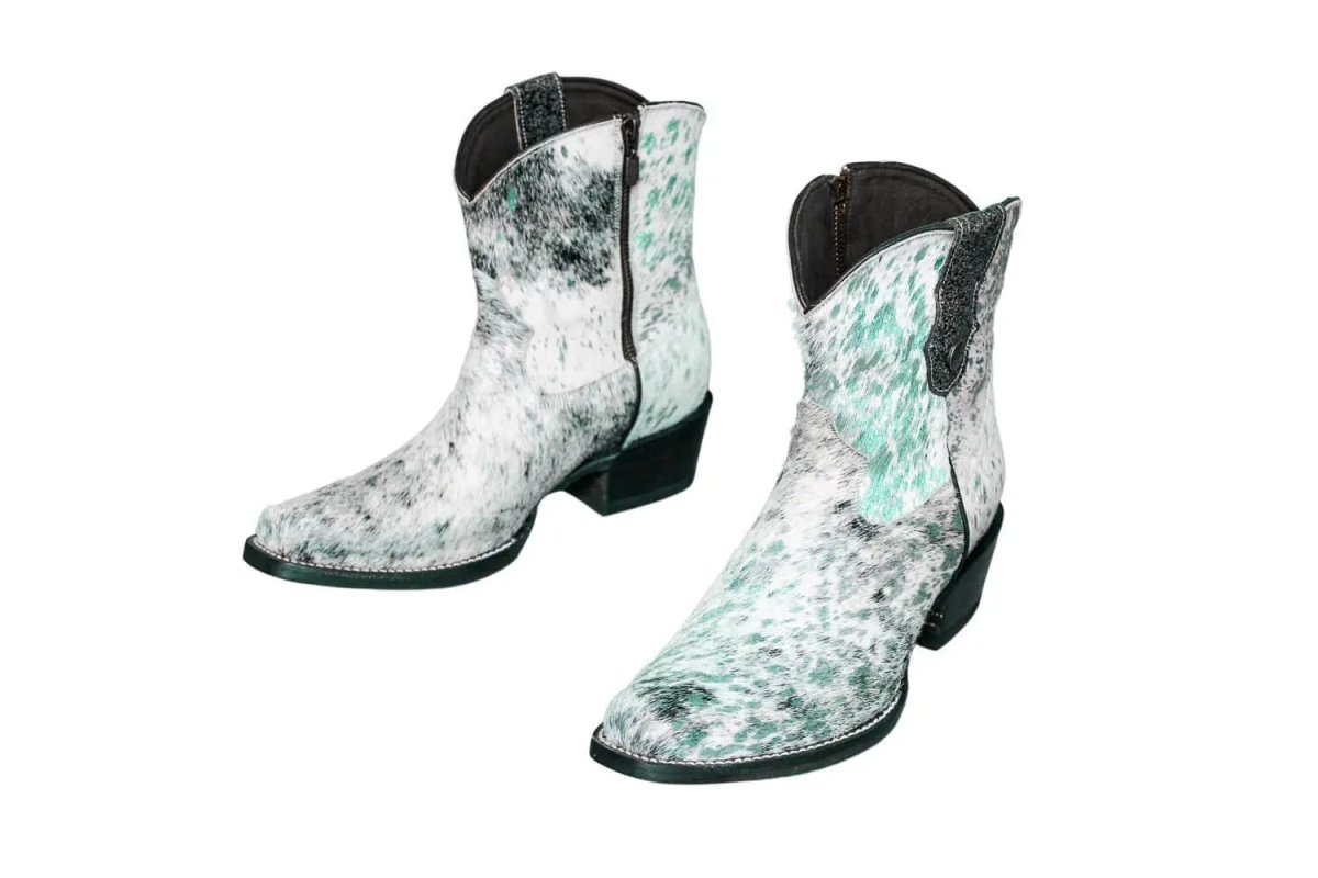 The Loretta Cowhide Boots - Turquoise Metallic Limited Edition by Stiefeld Boots – Don't Panic Shoes