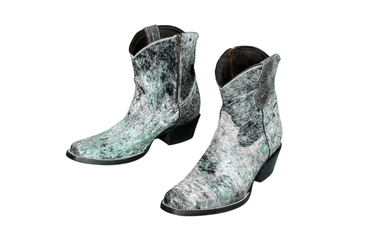 The Loretta Cowhide Boots - Turquoise Metallic Limited Edition by Stiefeld Boots – Don't Panic Shoes