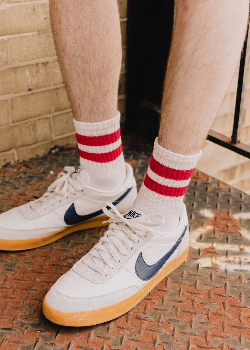 The Mono Stripe Quarter Crew Socks by American Trench – Don't Panic Shoes