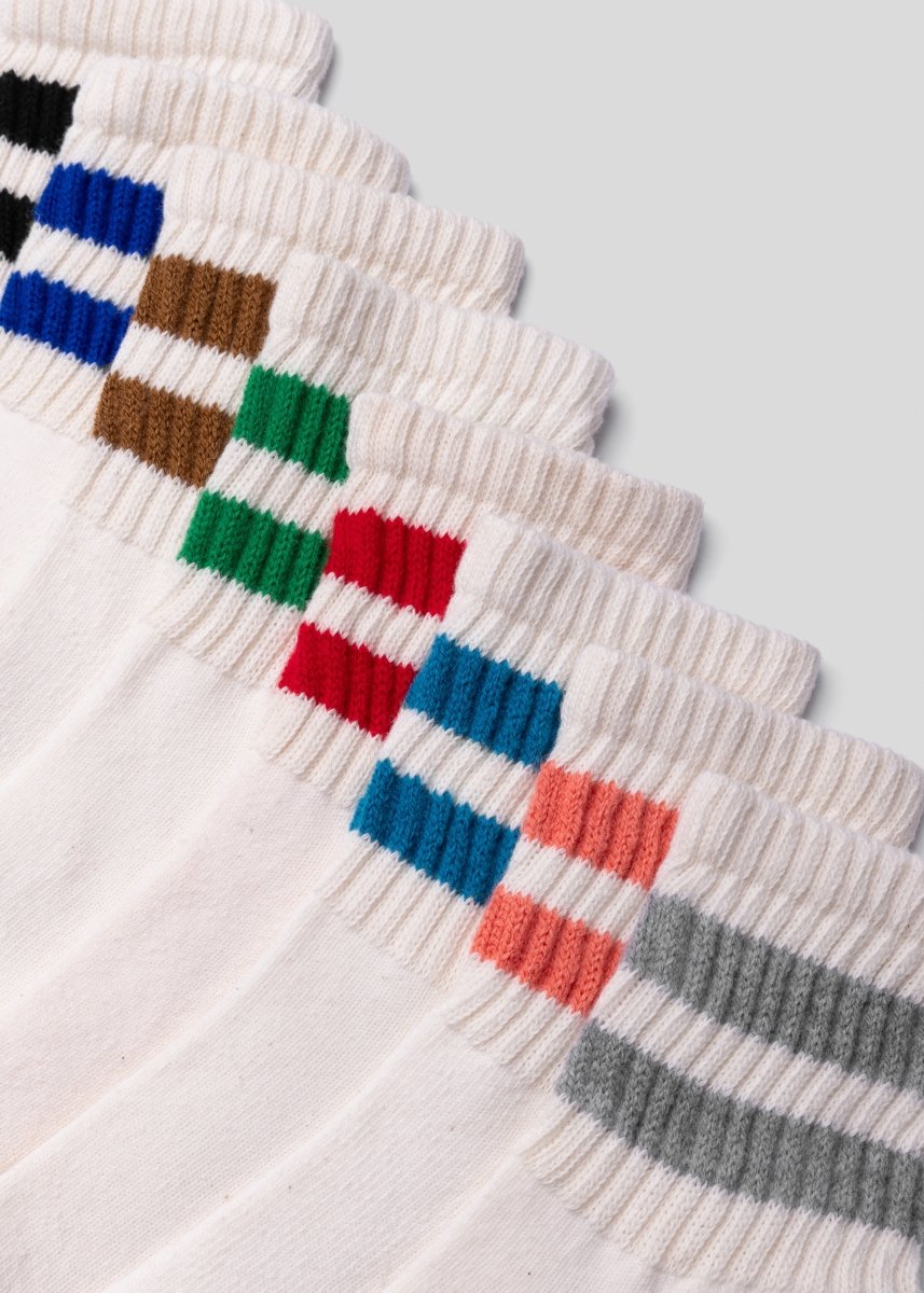 The Mono Stripe Quarter Crew Socks by American Trench – Don't Panic Shoes