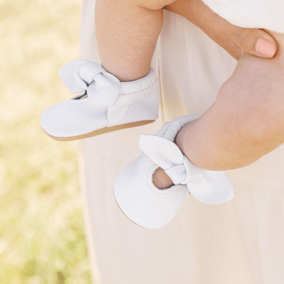 Toasted Bright White Knotted Bow Baby Shoe Knotted Bow Mocc by Freshly Picked – Don't Panic Shoes