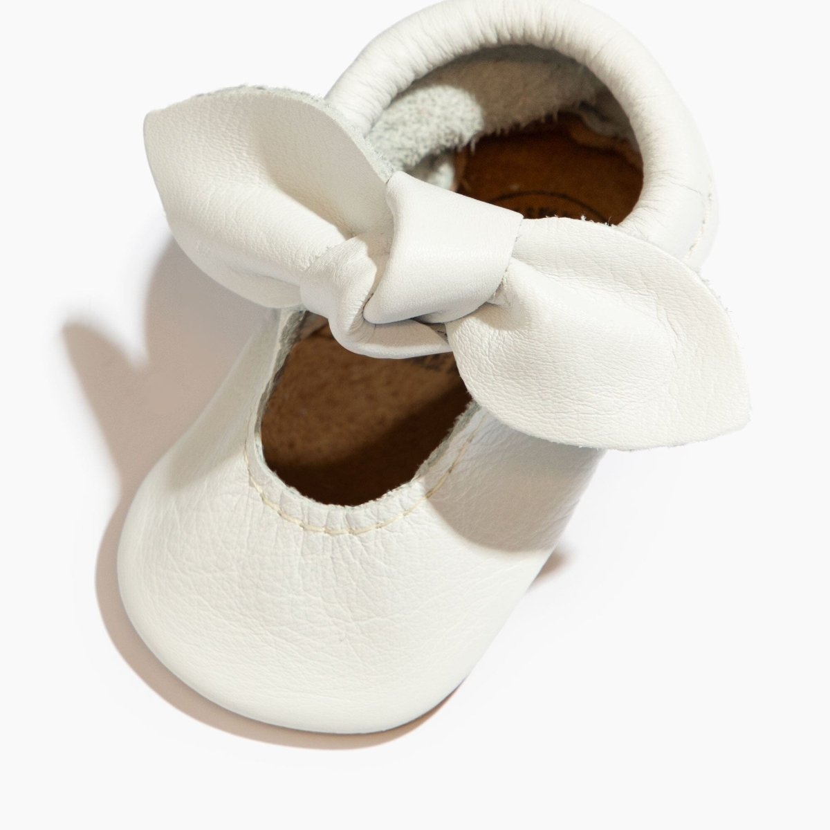 Toasted Bright White Knotted Bow Baby Shoe Knotted Bow Mocc by Freshly Picked – Don't Panic Shoes
