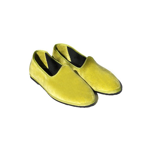 Traditional Cotton Velvet Foldable Slippers Pistachio Slip On by Mar Soreli – Don't Panic Shoes