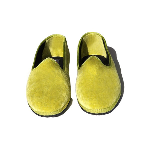 Traditional Cotton Velvet Foldable Slippers Pistachio Slip On by Mar Soreli – Don't Panic Shoes