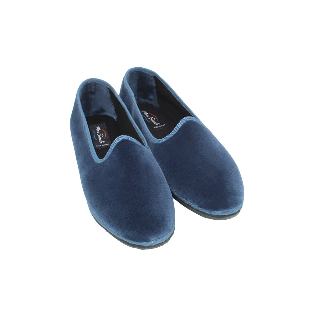 Tradizionale Avio Scuro Friulane Womens Cotton Velvet Navy Slip On by Mar Soreli – Don't Panic Shoes