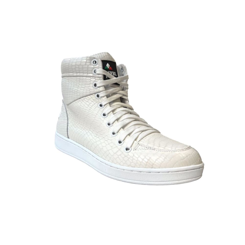 Travel Fox 900 Series Men's White Embossed Snake Leather High Top Sneakers 916101 007 Shoes by Travel Fox – Don't Panic Shoes