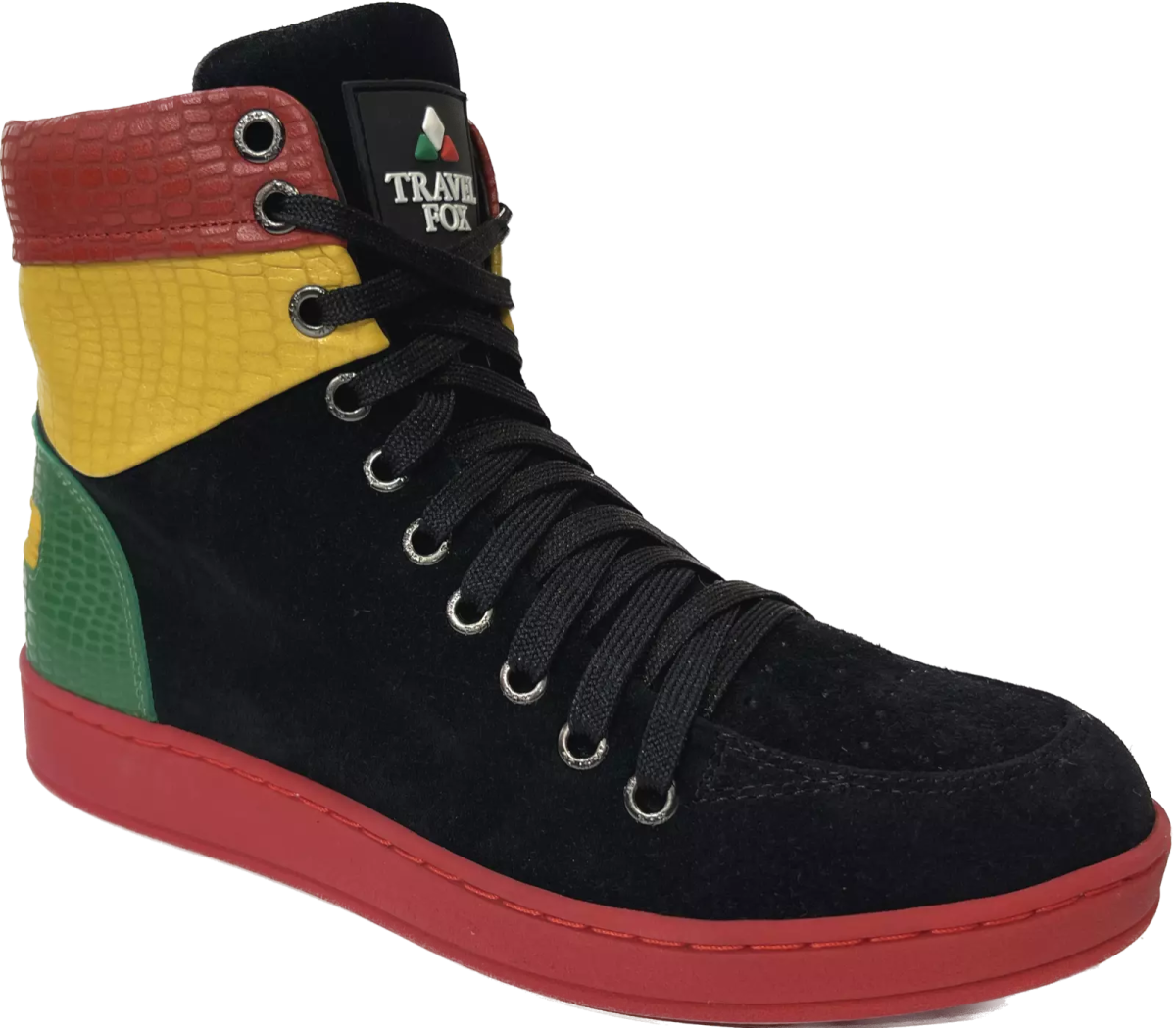 Travel Fox 900'S High Top Sneakers Men’s Multicolor Black Red Green Yellow Leather And Suede 922721 - 233 Shoes by Travel Fox – Don't Panic Shoes