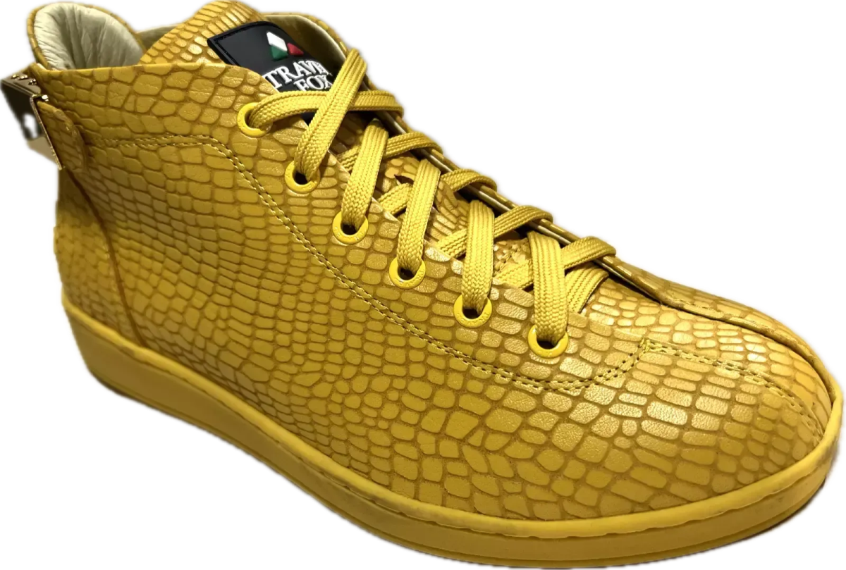 Travel Fox Malibu Mid Top Sneakers Men's Yellow Nappa Leather 915601 011 Shoes by Travel Fox – Don't Panic Shoes
