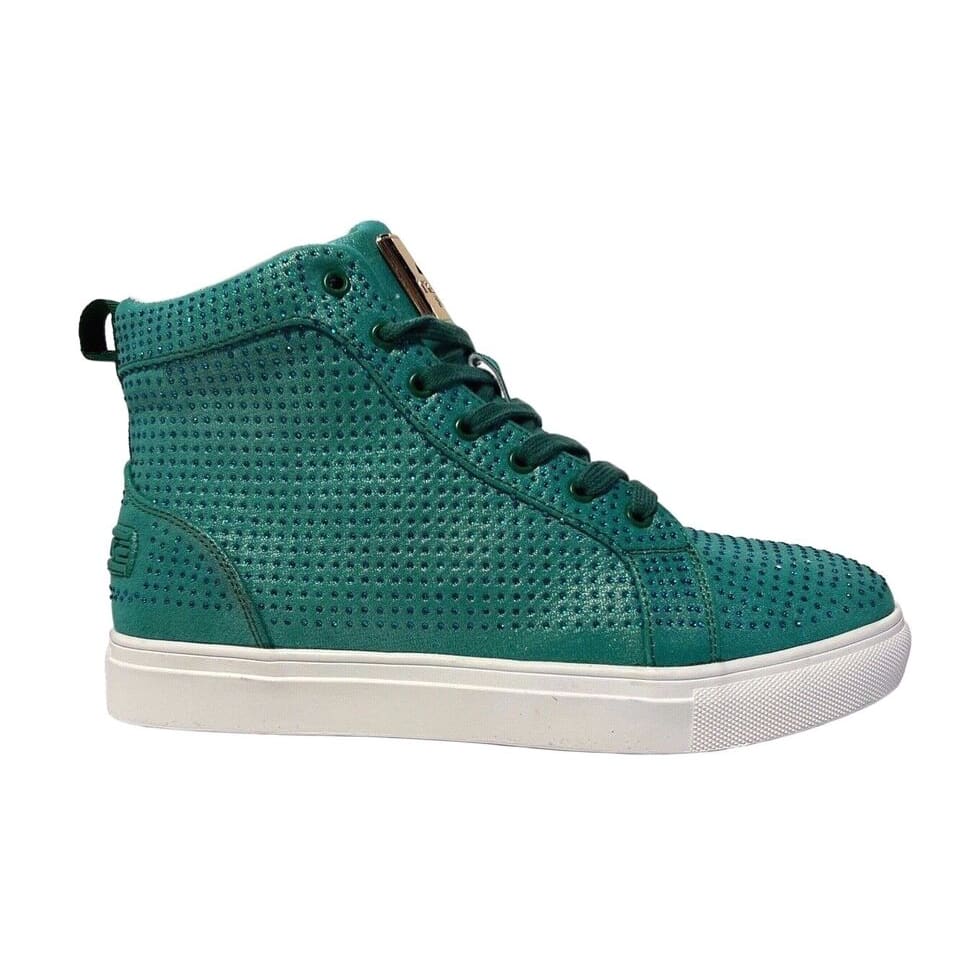 Travel Fox Men’S Green Rhinestone Nappa Leather High Top Sneakers 9210 - 27 – Luxury Streetwear | Premium Comfort | Limited Edition Shoes by Travel Fox – Don't Panic Shoes