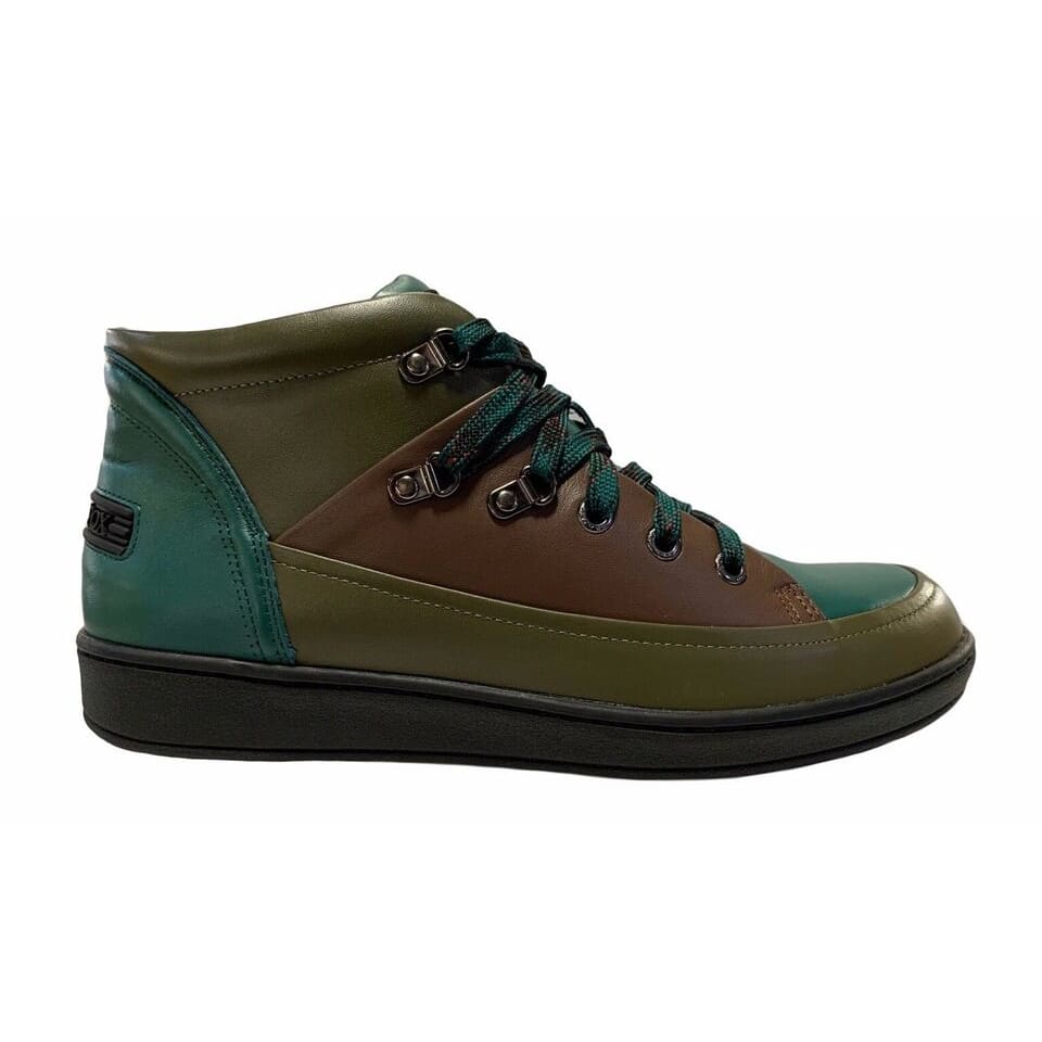 Travel Fox Men's Khaki Multi Green Leather Mid Top Sneakers 916103 181 Shoes by Travel Fox – Don't Panic Shoes
