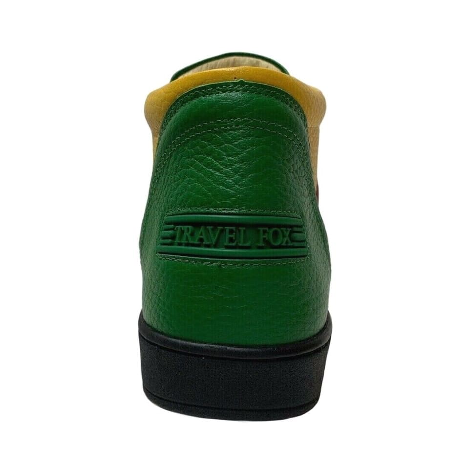 Travel Fox Men's Leather High Top Sneakers – Red, Green, White, Yellow, Black (916103 - 133) Shoes by Travel Fox – Don't Panic Shoes