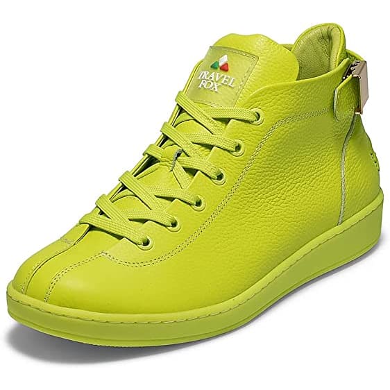 Travel Fox Men's Neon Green Nappa Leather Mid Top Sneakers 915601 39 Shoes by Travel Fox – Don't Panic Shoes