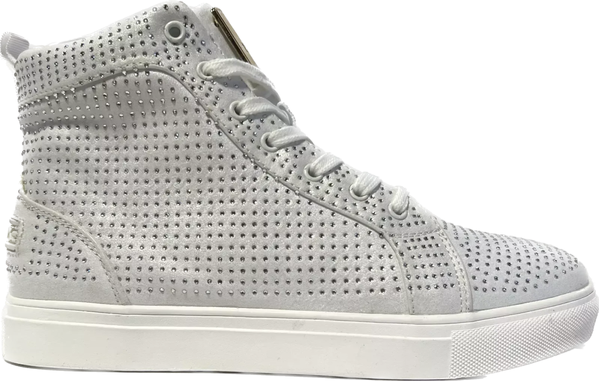 Travel Fox Men’S White & Silver Rhinestone Nappa Leather High Top Sneakers 9210 - 07 – Luxury Streetwear | Premium Comfort | Limited Edition Shoes by Travel Fox – Don't Panic Shoes