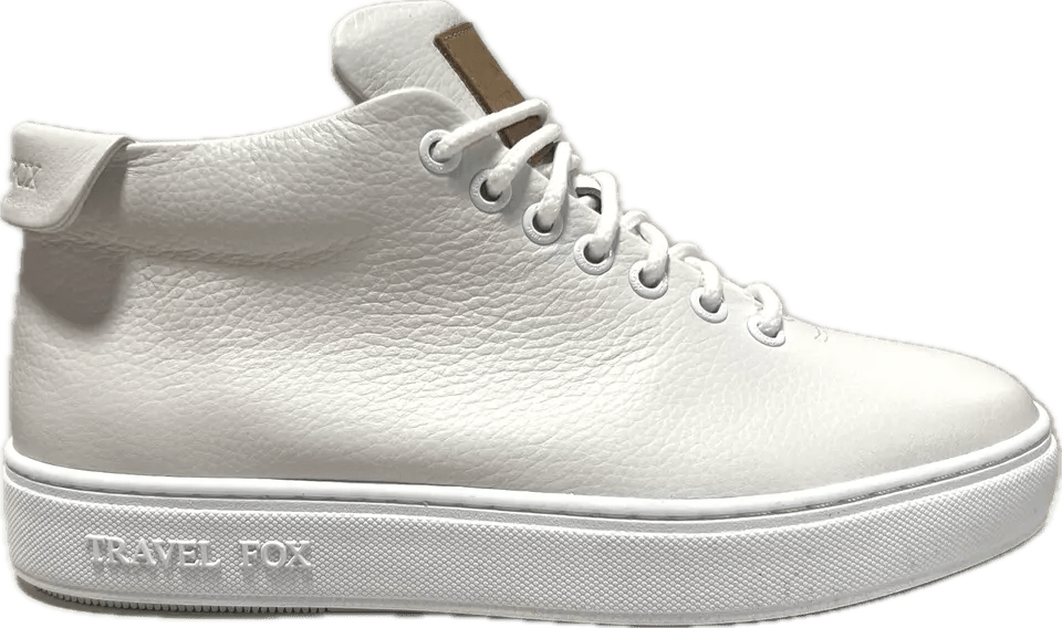 Travel Fox Mid Top 30th Anniversary Men's White Nappa Leather Sneakers 915612 107 Shoes by Travel Fox – Don't Panic Shoes