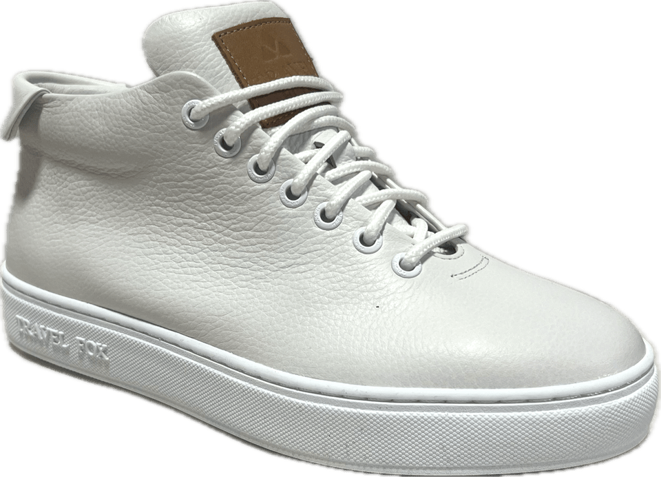 Travel Fox Mid Top 30th Anniversary Men's White Nappa Leather Sneakers 915612 107 Shoes by Travel Fox – Don't Panic Shoes