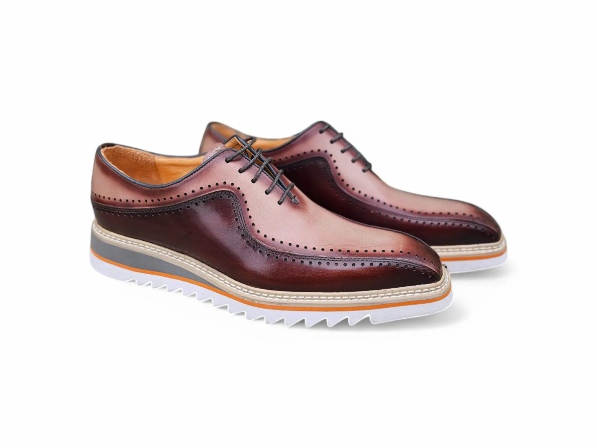 Two Tone Hand Burnished Brogue Oxford Calfskin Ks550 - 05t Shoes by Carrucci Shoes – Don't Panic Shoes