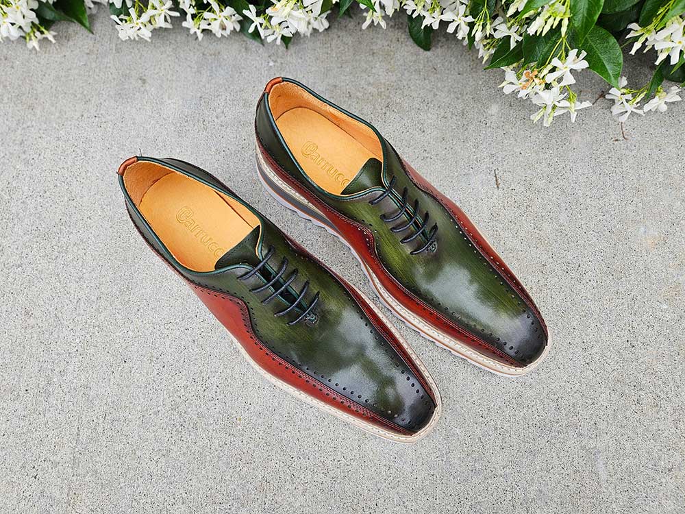 Two Tone Hand Burnished Brogue Oxford Calfskin Ks550 - 05t Shoes by Carrucci Shoes – Don't Panic Shoes