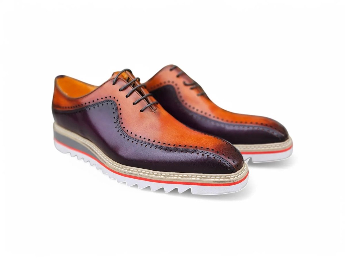 Two Tone Hand Burnished Brogue Oxford Calfskin Ks550 - 05t Shoes by Carrucci Shoes – Don't Panic Shoes