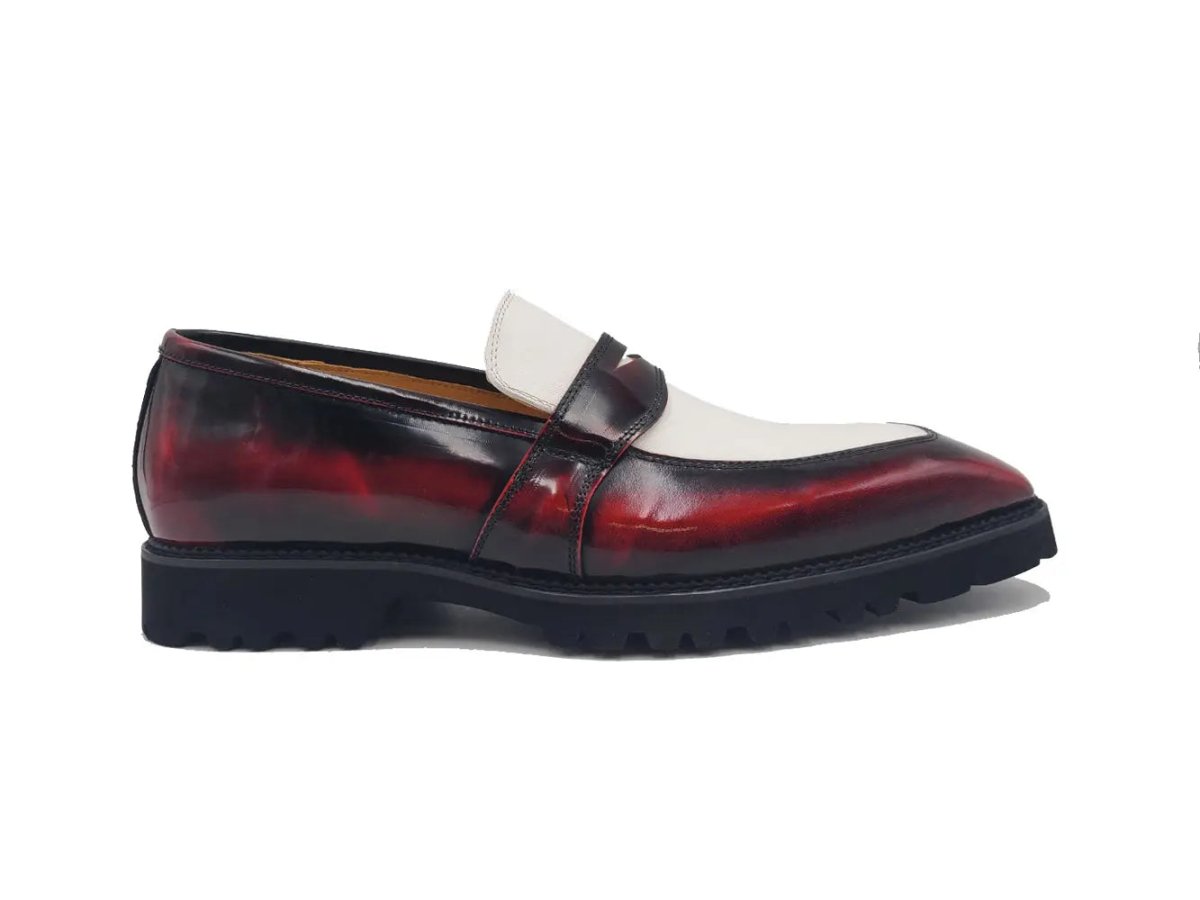 Two Tone Patent Leather Penny Loafer Leather Ks480 - 102pt Shoes by Carrucci Shoes – Don't Panic Shoes