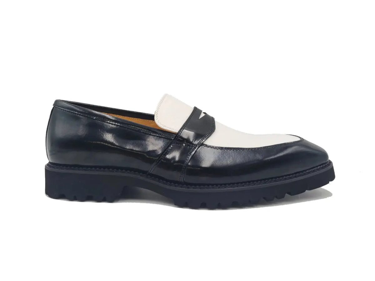 Two Tone Patent Leather Penny Loafer Leather Ks480 - 102pt Shoes by Carrucci Shoes – Don't Panic Shoes