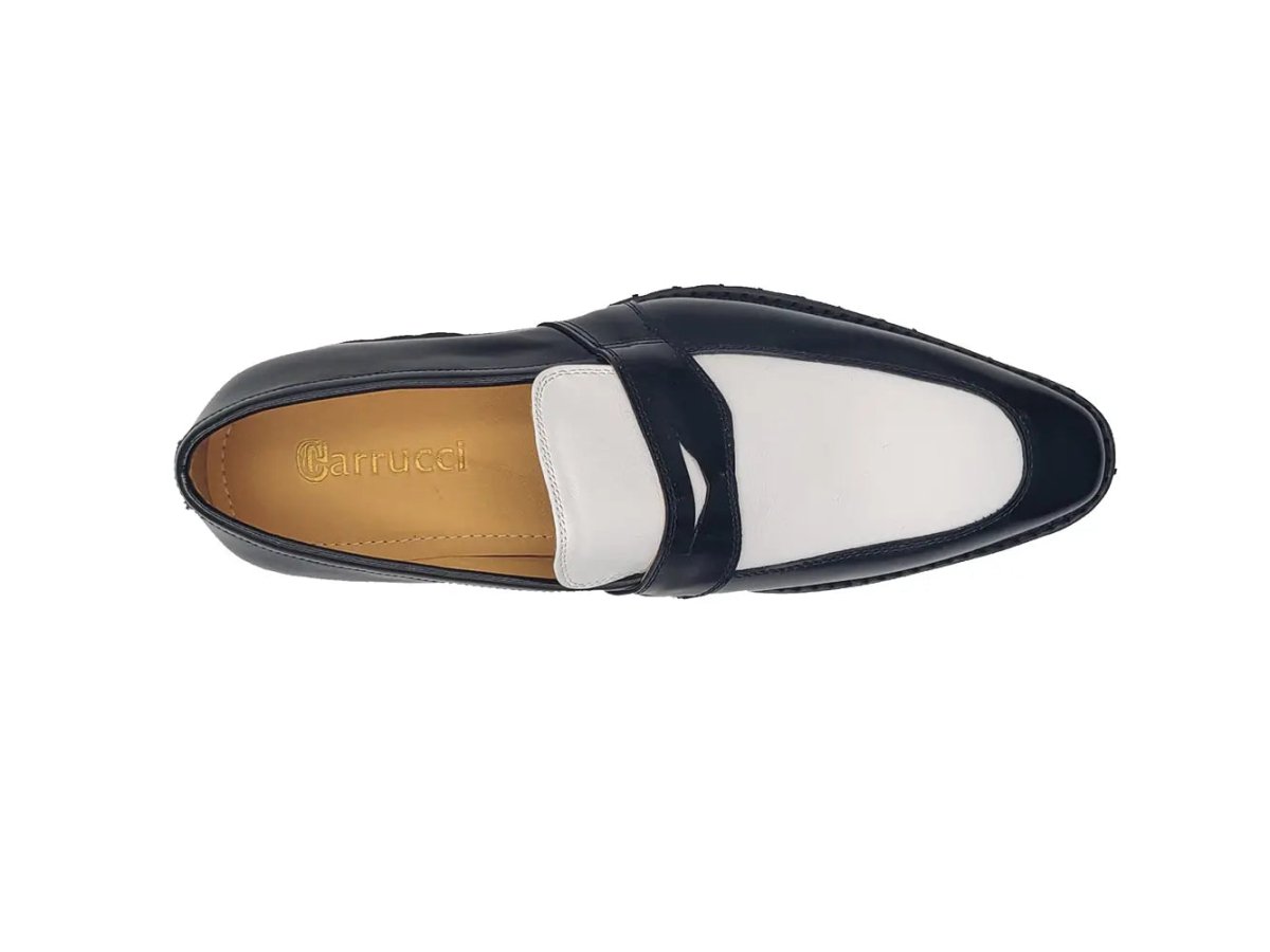 Two Tone Patent Leather Penny Loafer Leather Ks480 - 102pt Shoes by Carrucci Shoes – Don't Panic Shoes