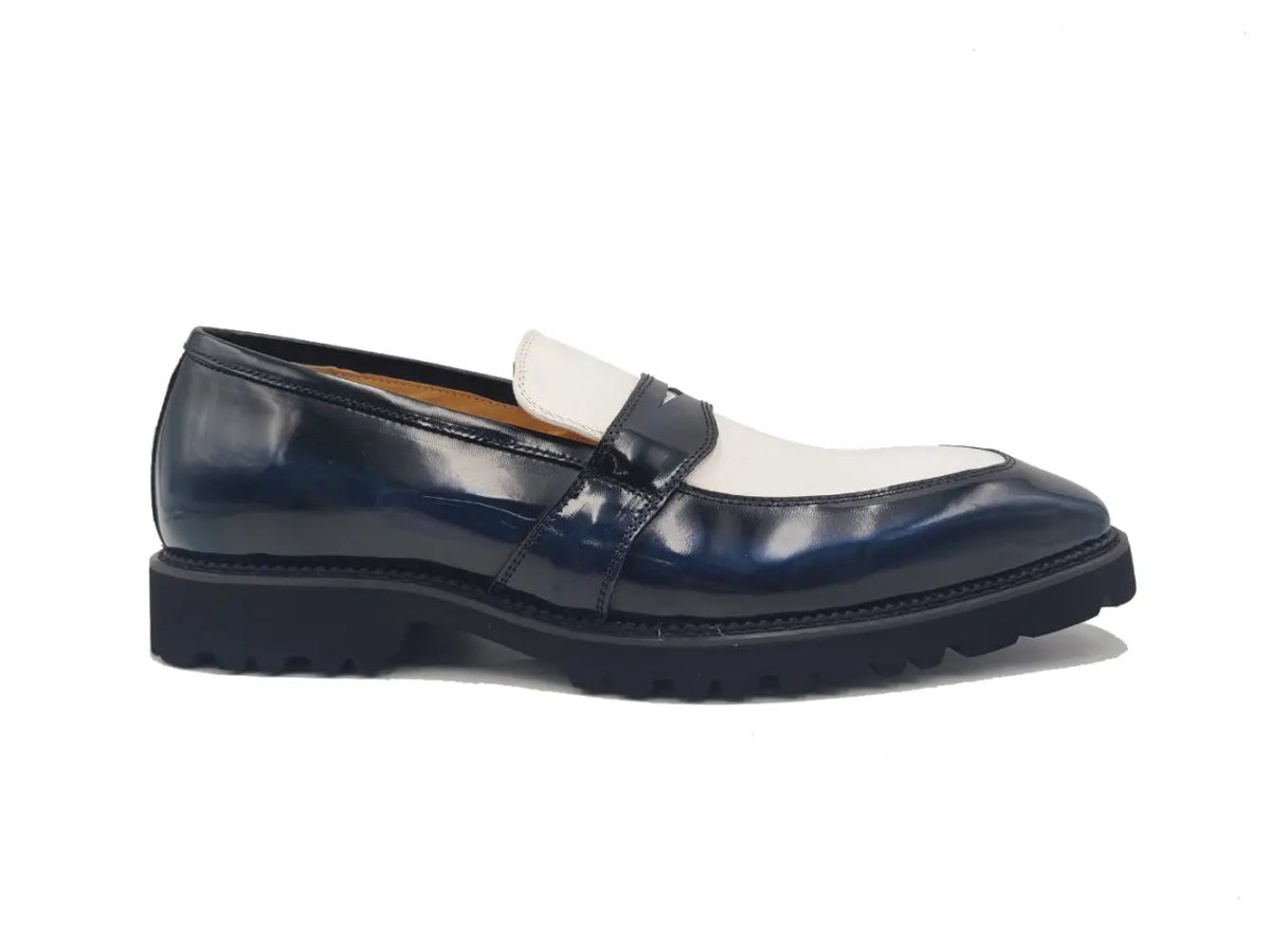 Two Tone Patent Leather Penny Loafer Leather Ks480 - 102pt Shoes by Carrucci Shoes – Don't Panic Shoes