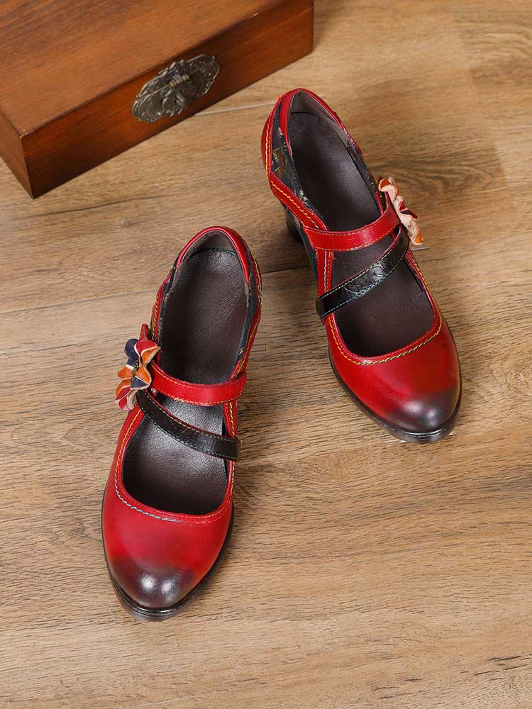 Veda Hand Embossed Leather Shoes Pumps by Colorstepshoes – Don't Panic Shoes