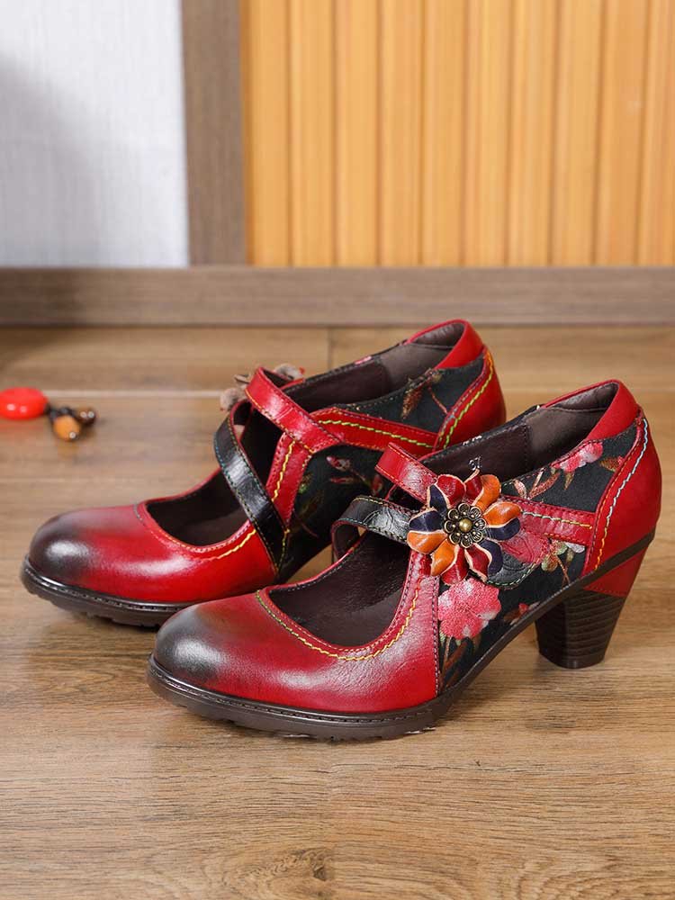 Veda Hand Embossed Leather Shoes Pumps by Colorstepshoes – Don't Panic Shoes