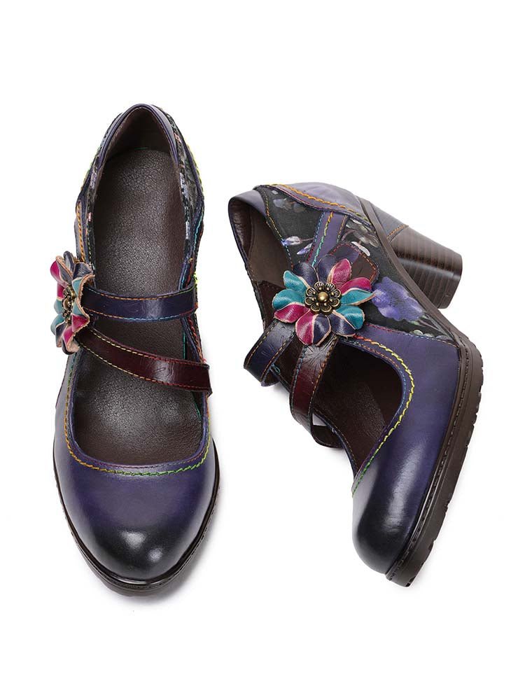 Veda Hand Embossed Leather Shoes Pumps by Colorstepshoes – Don't Panic Shoes