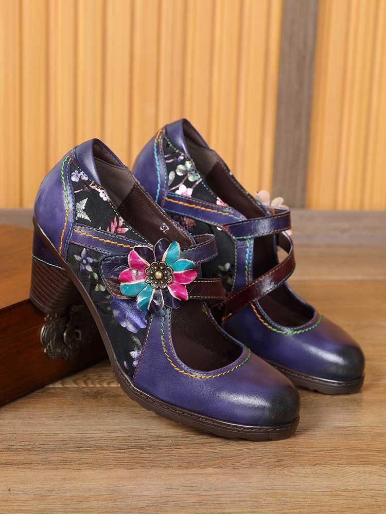 Veda Hand Embossed Leather Shoes Pumps by Colorstepshoes – Don't Panic Shoes