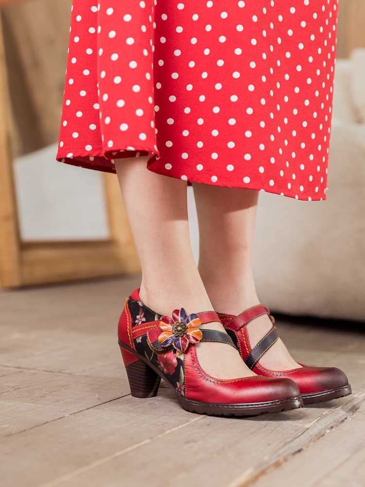 Veda Hand Embossed Leather Shoes Pumps by Colorstepshoes – Don't Panic Shoes