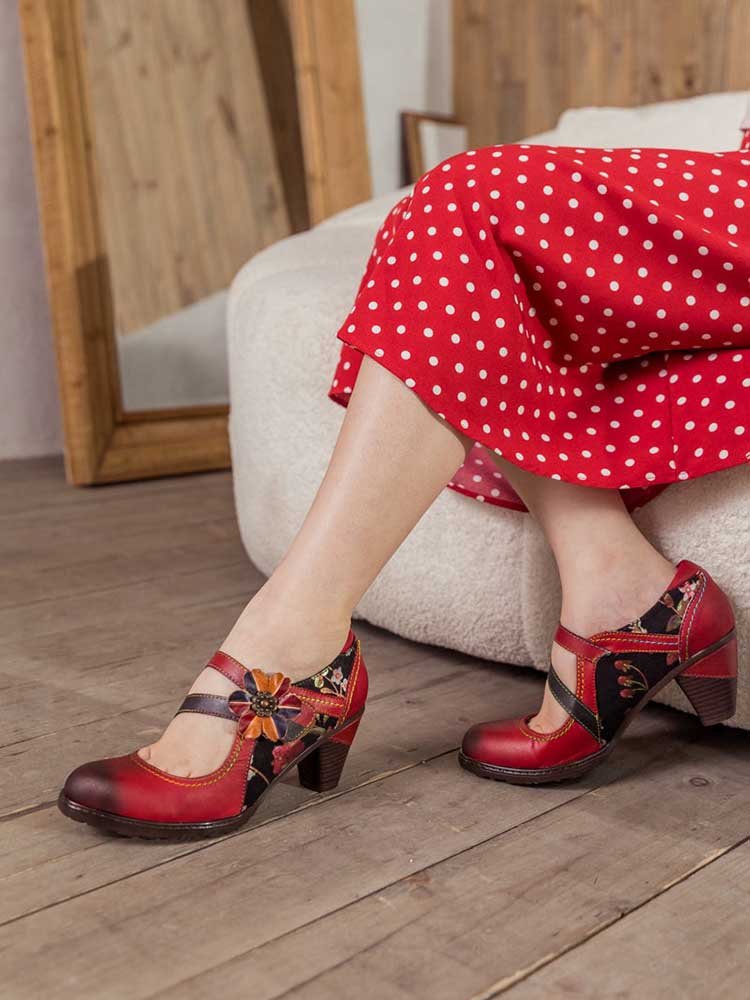 Veda Hand Embossed Leather Shoes Pumps by Colorstepshoes – Don't Panic Shoes