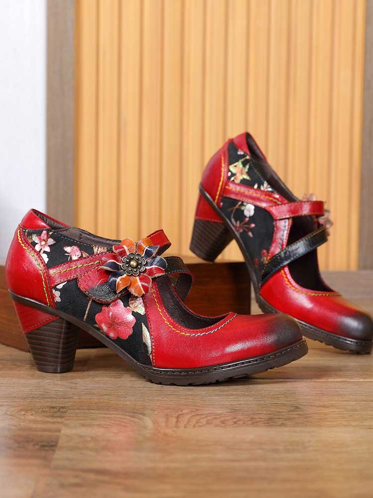 Veda Hand Embossed Leather Shoes Pumps by Colorstepshoes – Don't Panic Shoes