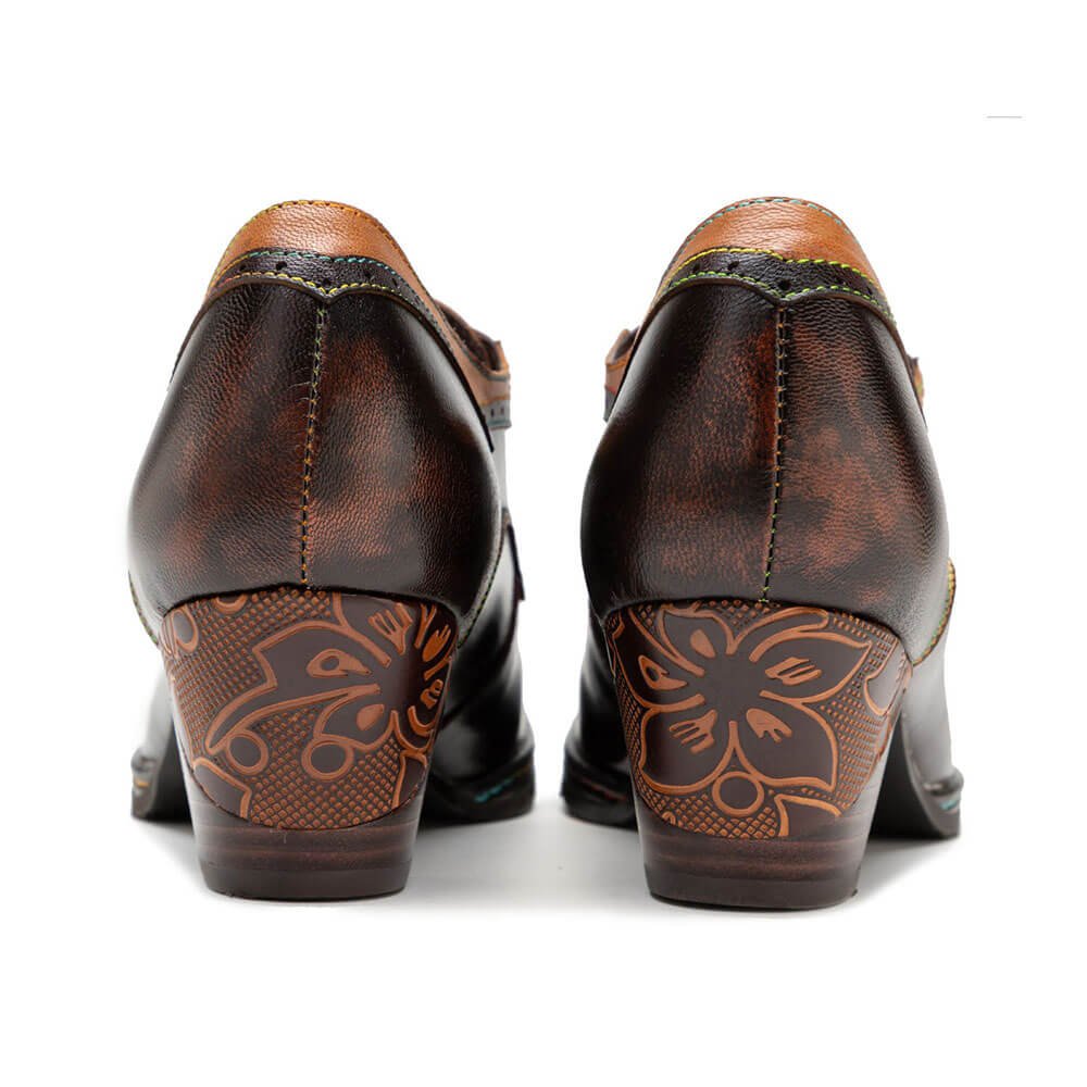 Vintage Elegant Square Toe Leather Shoes Heels by Colorstepshoes – Don't Panic Shoes