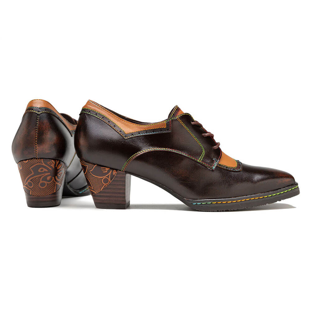 Vintage Elegant Square Toe Leather Shoes Heels by Colorstepshoes – Don't Panic Shoes