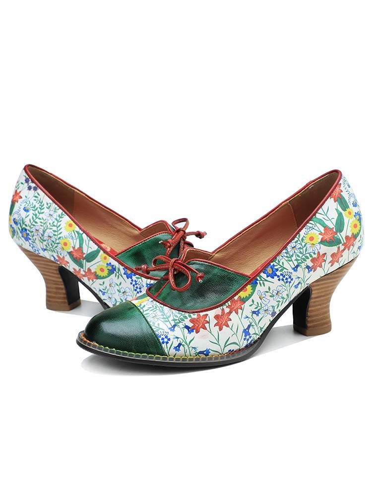 Vintage Hand - Embossed Leather Shoes Pumps by Colorstepshoes – Don't Panic Shoes