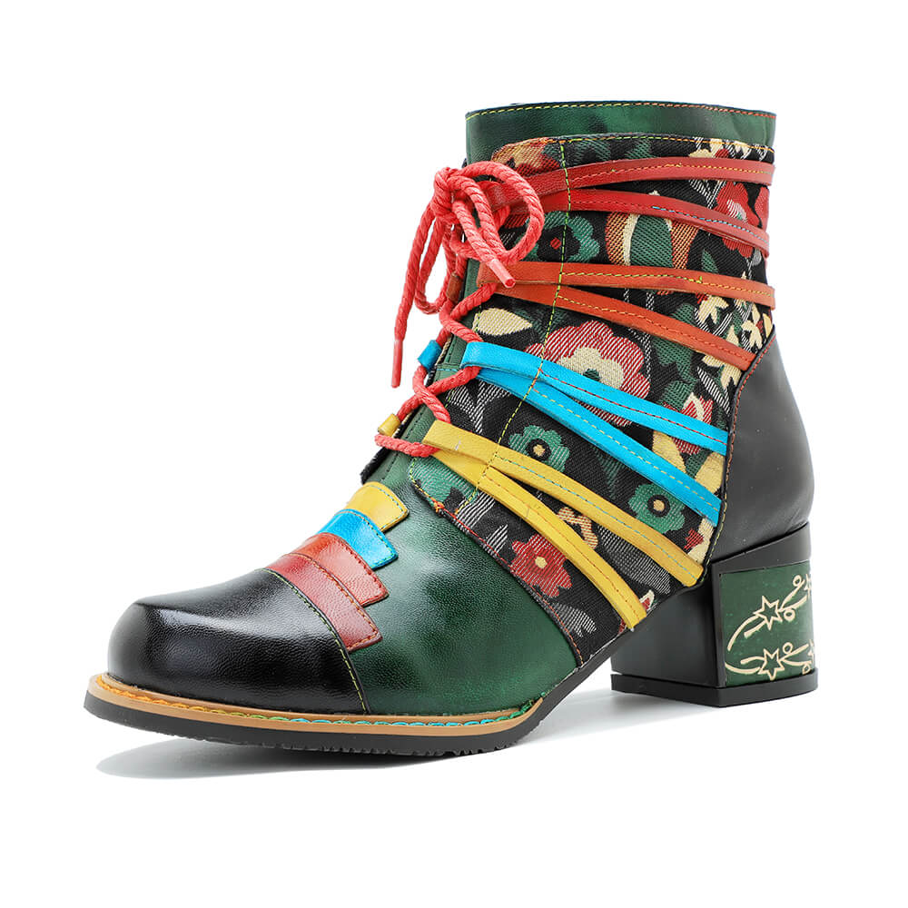 Vintage Handcrafted Colorful Strap Patchwork Ankle Boots Booties by Colorstepshoes – Don't Panic Shoes