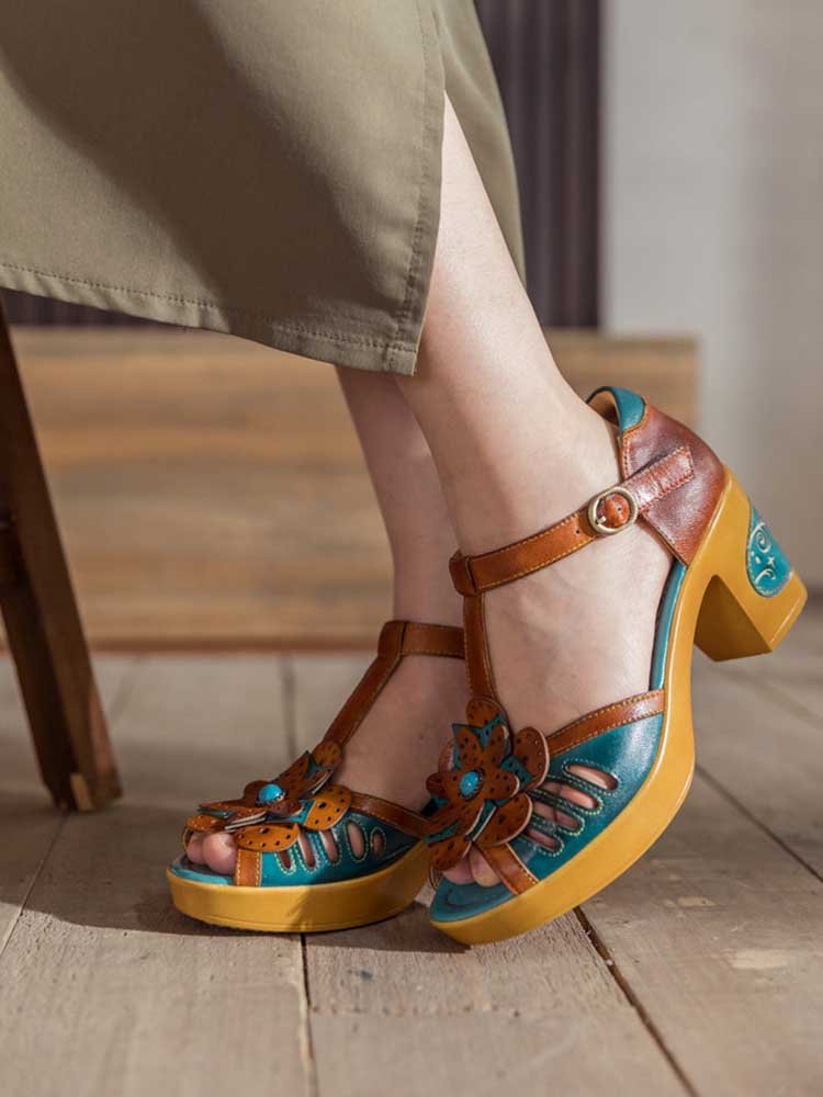 Vintage Handmade Fish Mouth Floral Sandals Sandals by Colorstepshoes – Don't Panic Shoes